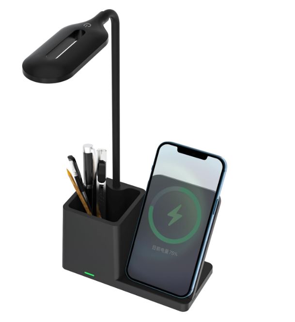 3-in-1 Wireless Charger with LED Lamp – Fast Charging Station for Mobile Phones, Smartwatch & Earbuds